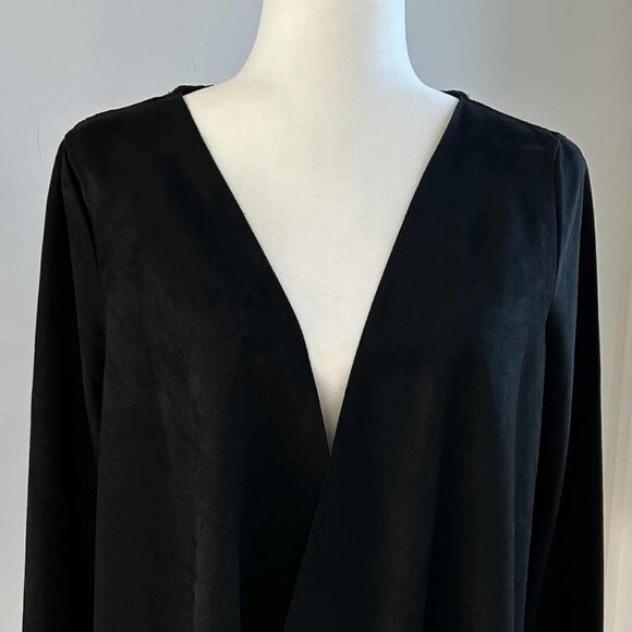 Vero Moda Black Eyelash Lace Back Raw Edges Suede-Touch Waterfall Jacket – EU S - Picture 4 of 11